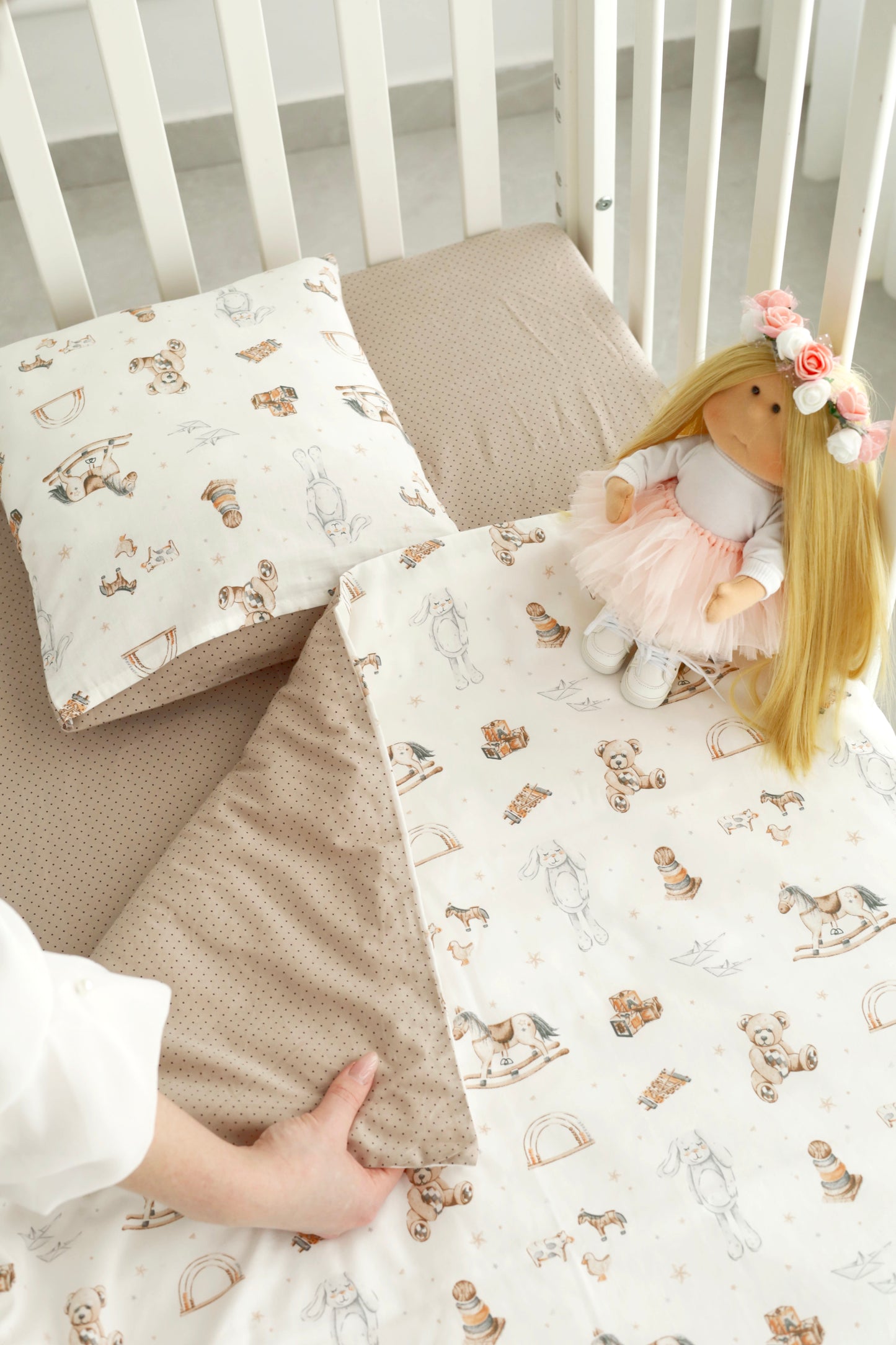 סט מצעי תינוקות מכותנה – צעצועים