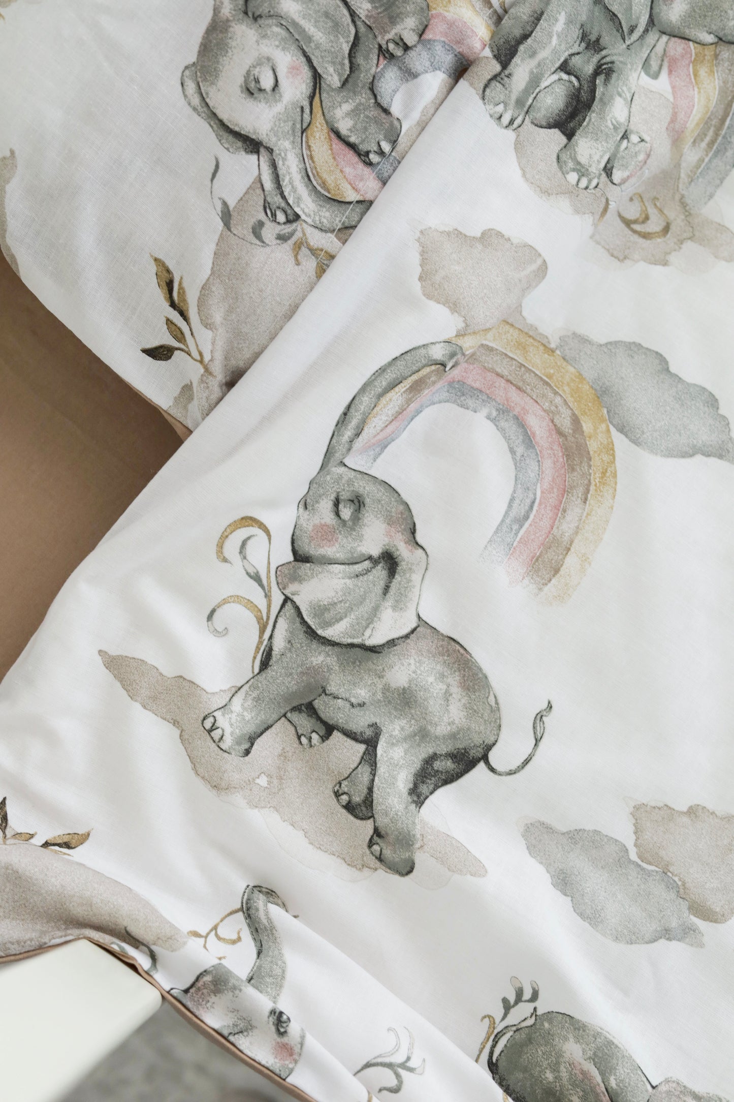 סט מצעי תינוקות - פילים על הקשת