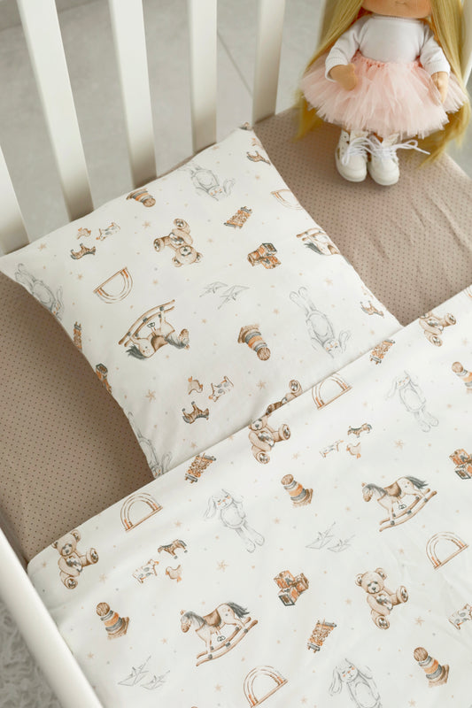 סט מצעי תינוקות מכותנה – צעצועים