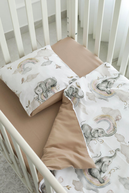 סט מצעי תינוקות - פילים על הקשת