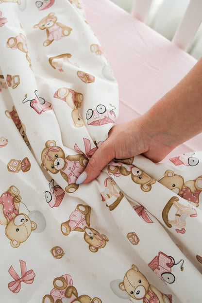 סט מצעי תינוקות - דובים ורודים