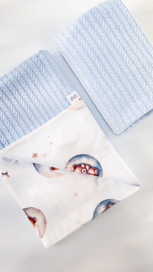 שמיכת כותנה צמה דוב בעננים