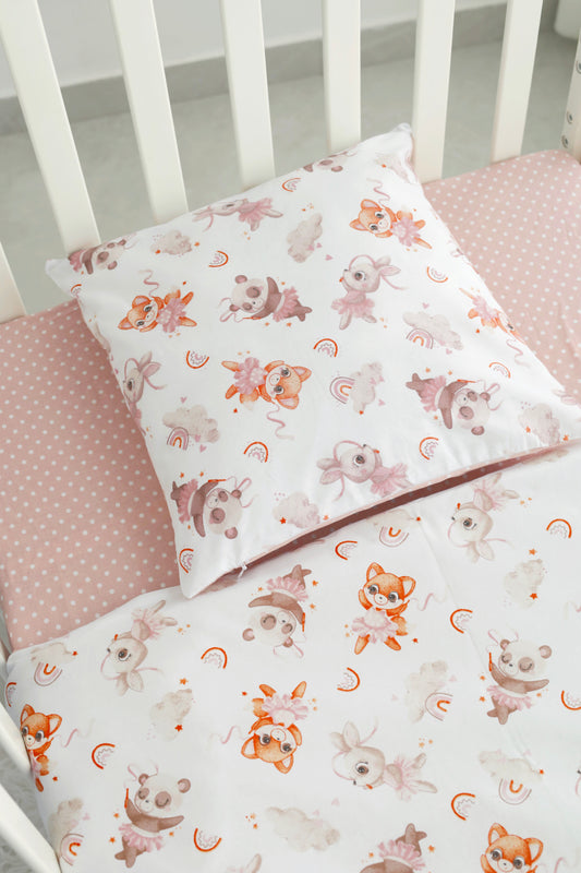 סט מצעי תינוקות מכותנה – בלרינות